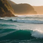 esta é uma bela vista das ondas do oceano chegando e se aproximando