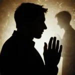 A silhouette of a person praying, with a faint outline of another person in the background, symbolizing the future spouse